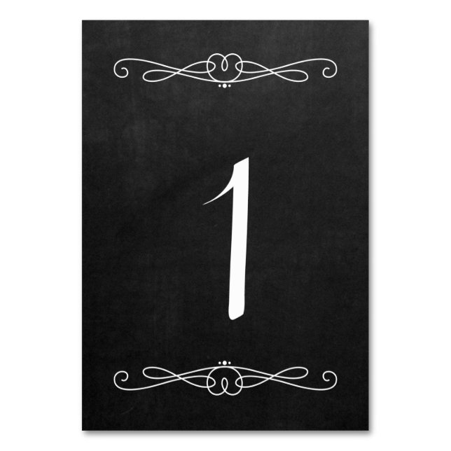 Chalkboard Style 3.5" x 5" #1 Tablecard Table Number (Back)