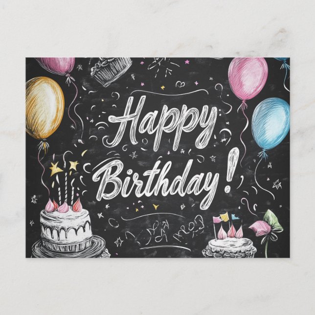 Chalkboard style birthday design  postcard (Front)