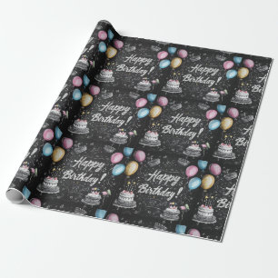 Chalkboard style birthday design  wrapping paper