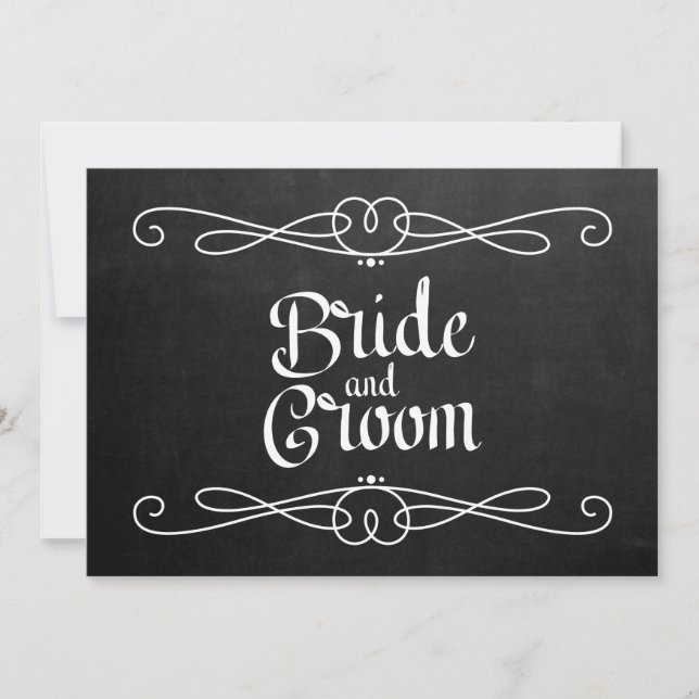 Chalkboard Style "Bride and Groom" Wedding Sign (Front)