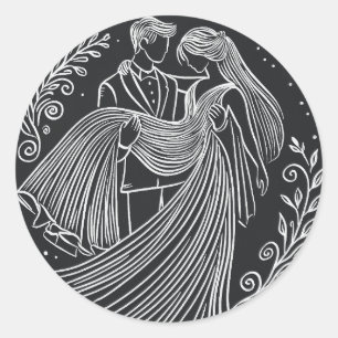 Chalkboard Style Bride and Groom Wedding Sticker