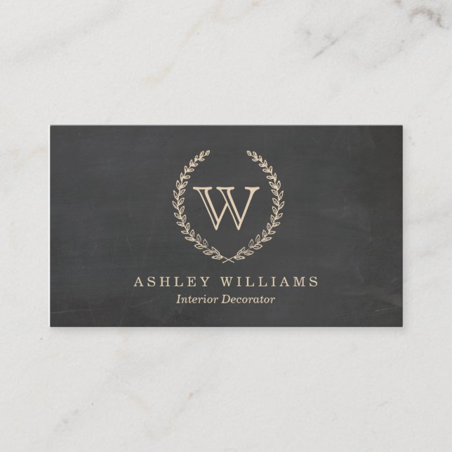 Chalkboard Style Monogram Business Cards (Front)
