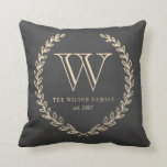Chalkboard Style Monogram Pillow<br><div class="desc">Back and ivory chalkboard style monogram design by Shelby Allison.</div>