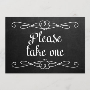 Chalkboard Style "Please take one" Wedding Sign Invitation