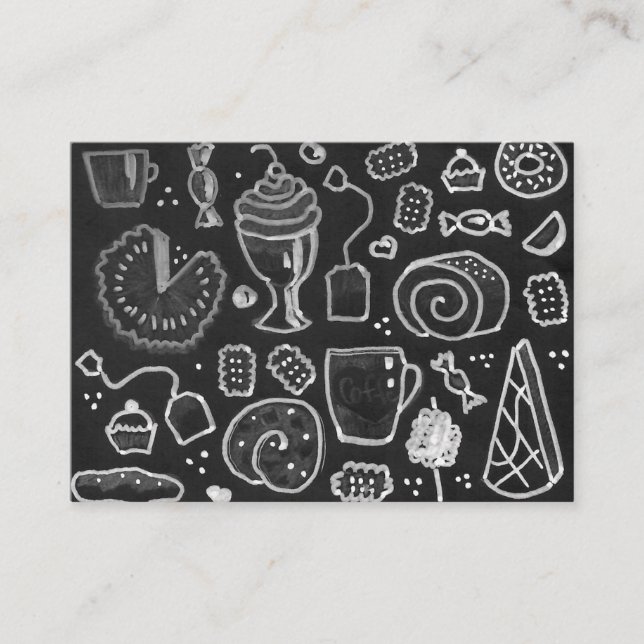 Chalkboard style stylish cafe bakery business card (Front)