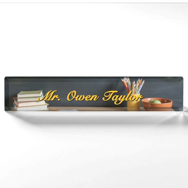 Chalkboard-Style Teacher Desk Nameplate (Front)