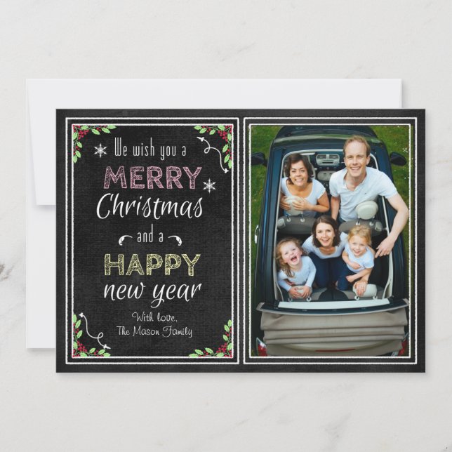 Chalkboard Style We Wish You a Merry Christmas Holiday Card (Front)