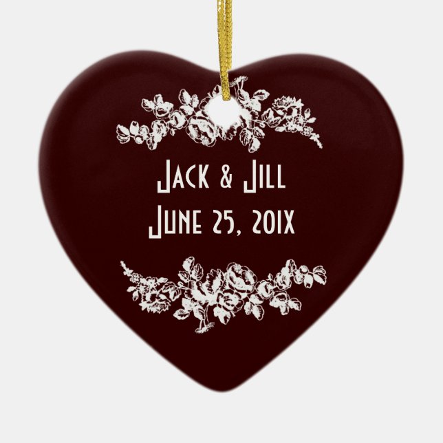 Chalkboard Style WEDDING Gift Ceramic Tree Decoration (Front)