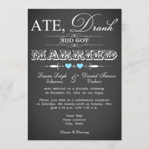 Chalkboard Style Wedding Reception Only Invite