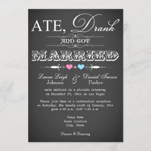 Chalkboard Style Wedding Reception Only Invite
