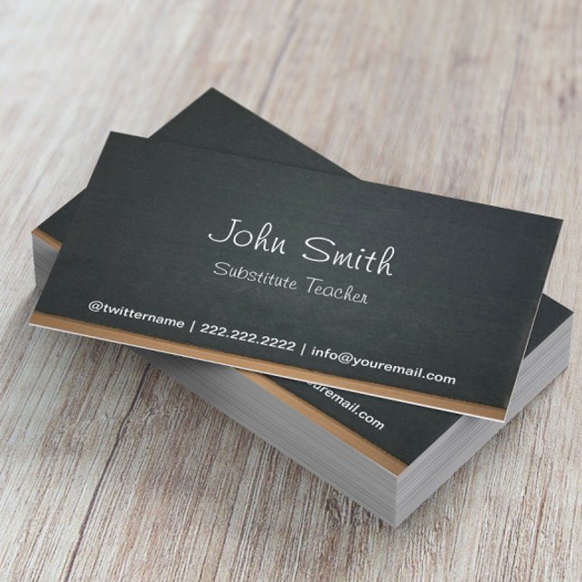Chalkboard Substitute Teacher Simple Business Card (Creator Uploaded)