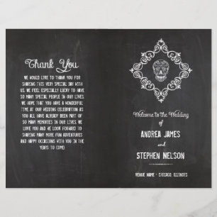 Chalkboard Sugar Skull Flourish Wedding Programs
