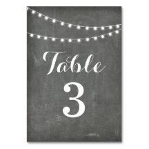 Chalkboard Summer String Light Table Number