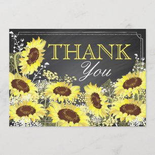 Chalkboard Sunflower Rustic Modern Thank You Card
