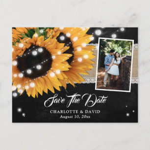 Chalkboard Sunflower Save The Date Photo Postcards