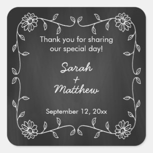 Chalkboard Sunflower Wedding Favour Stickers