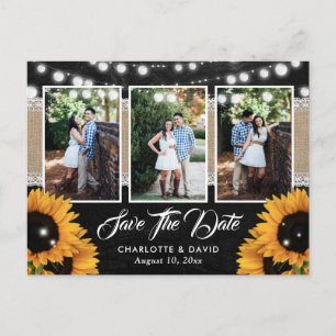 Chalkboard Sunflower Wedding Photo Save The Date Announcement Postcard