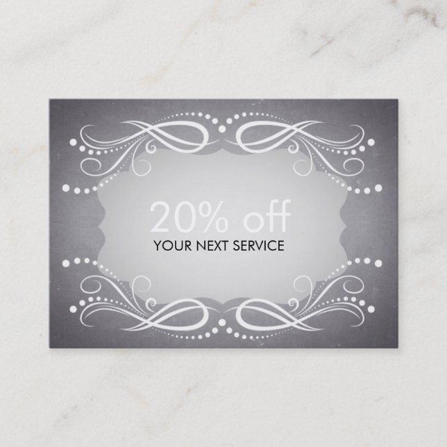 Chalkboard Swirl Coupon Card Voucher Discount (Front)