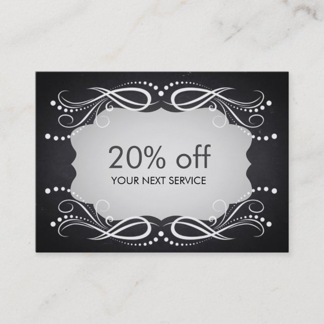 Chalkboard Swirl Coupon Card Voucher Discount (Front)