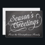 Chalkboard Swirl Season's Greetings Flat Card<br><div class="desc">Slate gray chalkboard with erased effect,  and white swirly text with "Season's Greetings",   Reminiscent of the classroom blackboard with a touch of class and elegant style.</div>