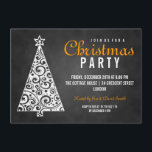 Chalkboard Swirly Christmas Tree Black Orange Invitation<br><div class="desc">Whimsical Christmas Party Invitation template Chalkboard Christmas Tree Orange . Impress your friends with this fun invitation design. Fully customisable!</div>
