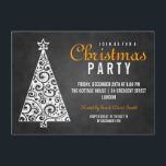 Chalkboard Swirly Christmas Tree Black Orange Invitation<br><div class="desc">Whimsical Christmas Party Invitation template Chalkboard Christmas Tree Orange . Impress your friends with this fun invitation design. Fully customisable!</div>