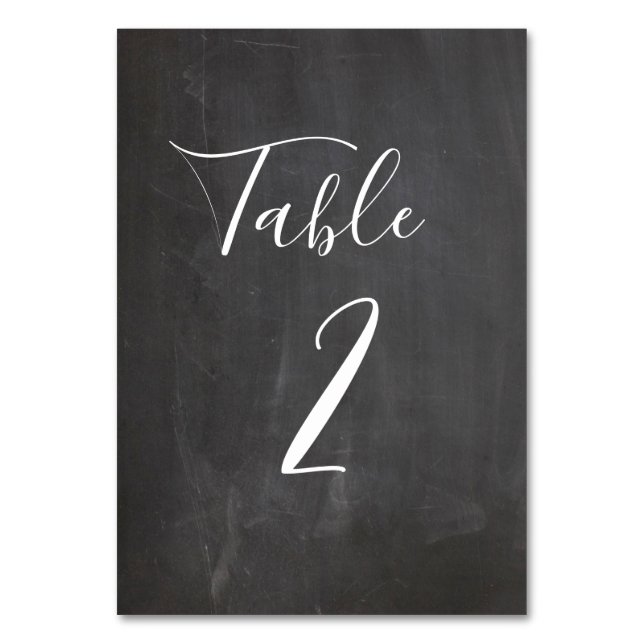 Chalkboard table number. Modern grey wedding Number (Front)
