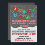 Chalkboard Tacky Christmas Sweater Invitations<br><div class="desc">So cute! Throw a fun tacky christmas sweater holiday party with colourful ugly sweater and vests hanging on the clothesline with falling snow and fun typography all on a chalkboard background. Hand drawn illustration by McBooboo.</div>