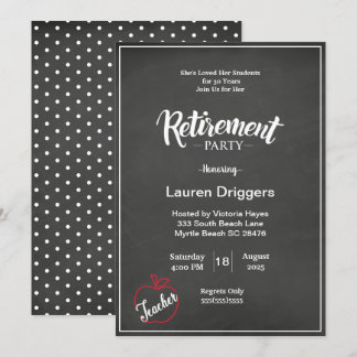 Chalkboard Teacher Retirement Invitation