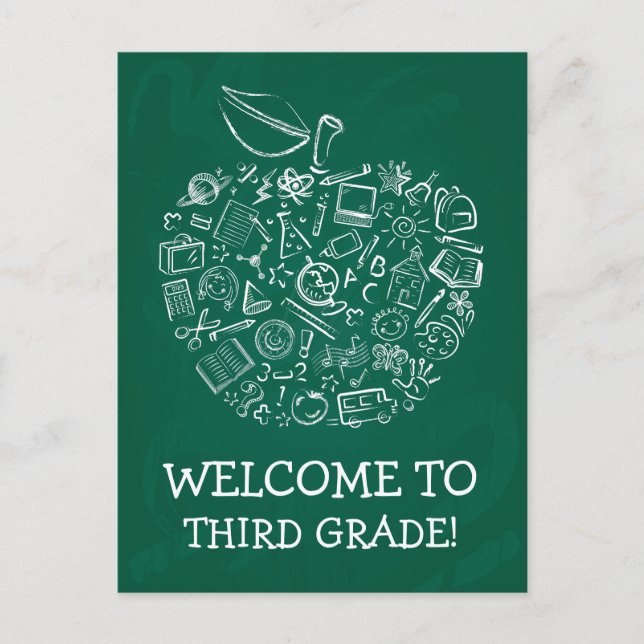Chalkboard Teachers Apple Postcard (Front)