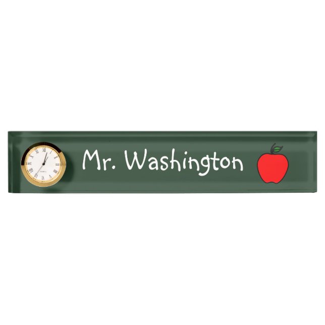 Chalkboard Teacher's Clock Desk Nameplate Gift (Front)