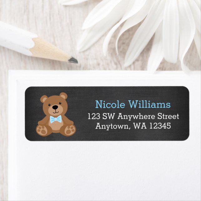 Chalkboard Teddy Bear Boy Return Address (Insitu)