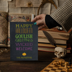 Chalkboard Text Halloween Greetings Card