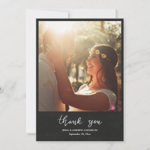 Chalkboard Thank You Script Wedding Couple Photo