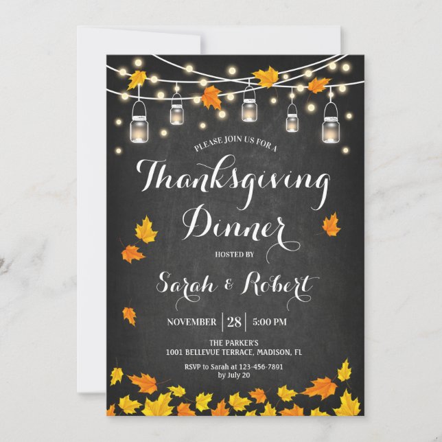 Chalkboard Thanksgiving Dinner Invitation (Front)