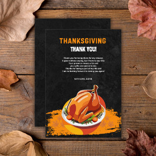 Chalkboard Thanksgiving Roasted Turkey Baby Shower Thank You Card