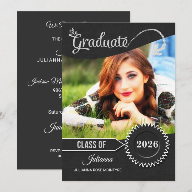 Chalkboard Theme Class of 2025 Graduation Invitation (Front/Back)