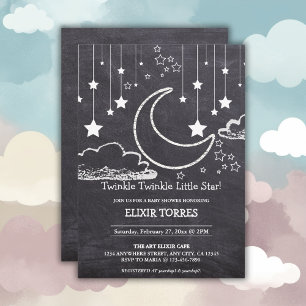 Chalkboard Twinkle Twinkle Little Star Baby Shower Invitation