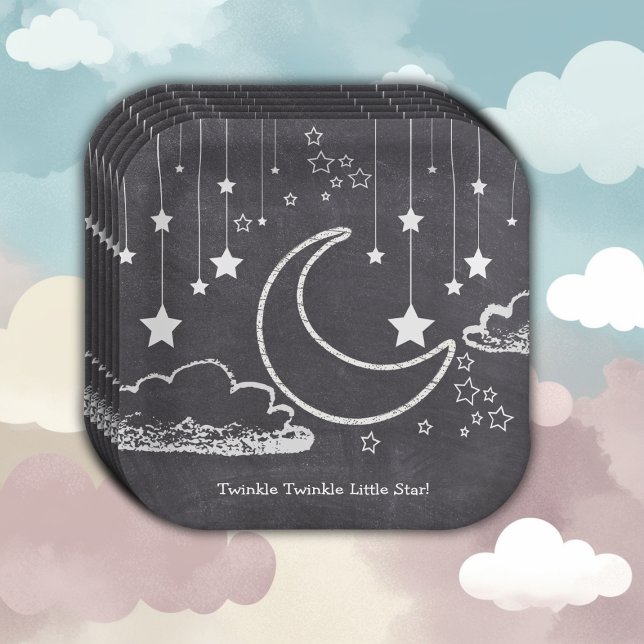 Chalkboard Twinkle Twinkle Little Star Baby Shower Paper Plate (Creator Uploaded)