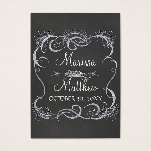 Chalkboard Typographic Leaf Swirl Rustic Wedding (Front)
