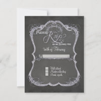 Chalkboard Typographic Leaf Swirl Rustic Wedding