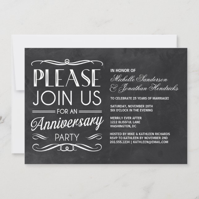 Chalkboard Typography | Anniversary Party Invite (Front)