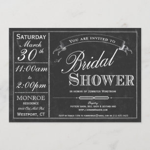 Chalkboard Typography Bridal Shower Invitation