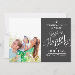 Chalkboard Typography Christmas Photo Card