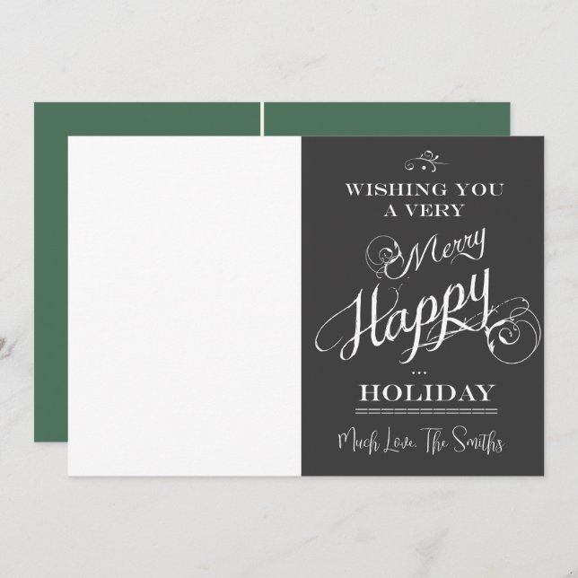 Chalkboard Typography Christmas photo card (Front/Back)