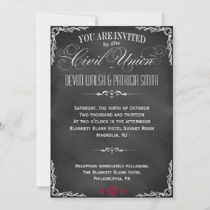 Chalkboard Typography Civil Union Invitation