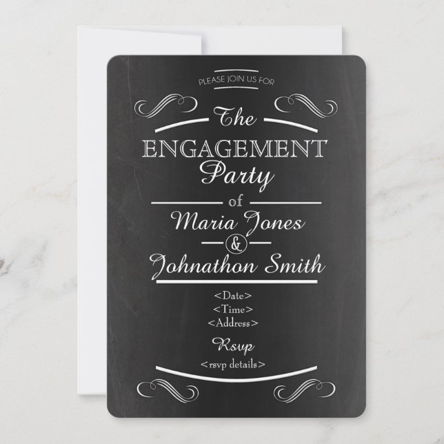 Chalkboard typography engagement invitation (Front)