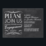 Chalkboard Typography | Engagement Party Invite<br><div class="desc">Chic vintage-style engagement party invitation with a trendy vintage typography design against a chalkboard background.</div>
