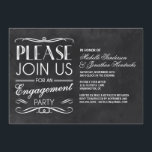 Chalkboard Typography | Engagement Party Invite<br><div class="desc">Chic vintage-style engagement party invitation with a trendy vintage typography design against a chalkboard background.</div>