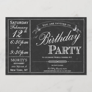 Chalkboard Typography Party Invitation